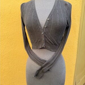 Love Tree Charcoal color -soft Button-Up Cardigan